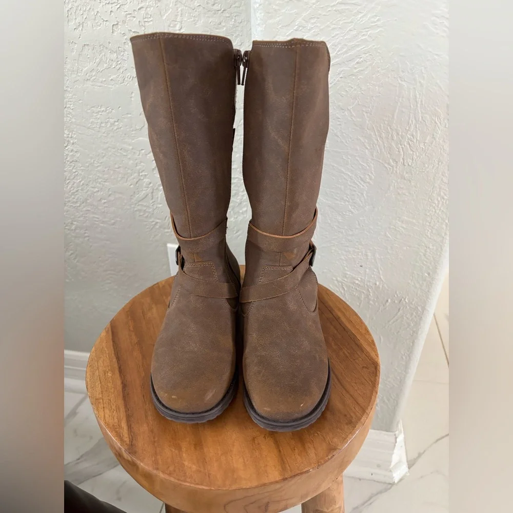 Rachel Shoes Brown Winter Boots with Knit Cuff - Picture 10 of 14